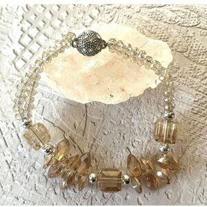 Apricot Glass Beaded Magnetic Clasp Bracelet